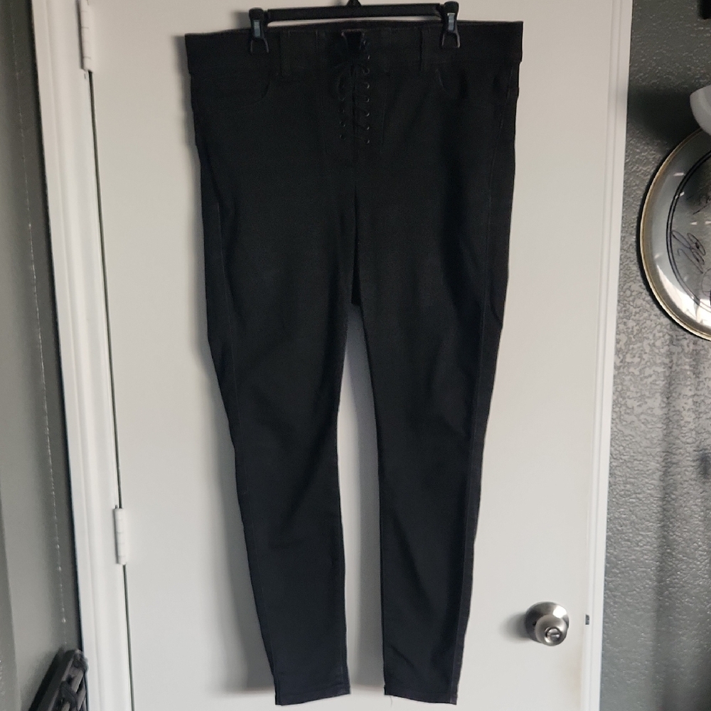 Torrid Black Lace-Up Skinny Jeans